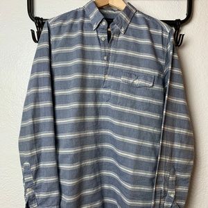 J.Crew Light Blue/White Striped Popover L/S Shirt
